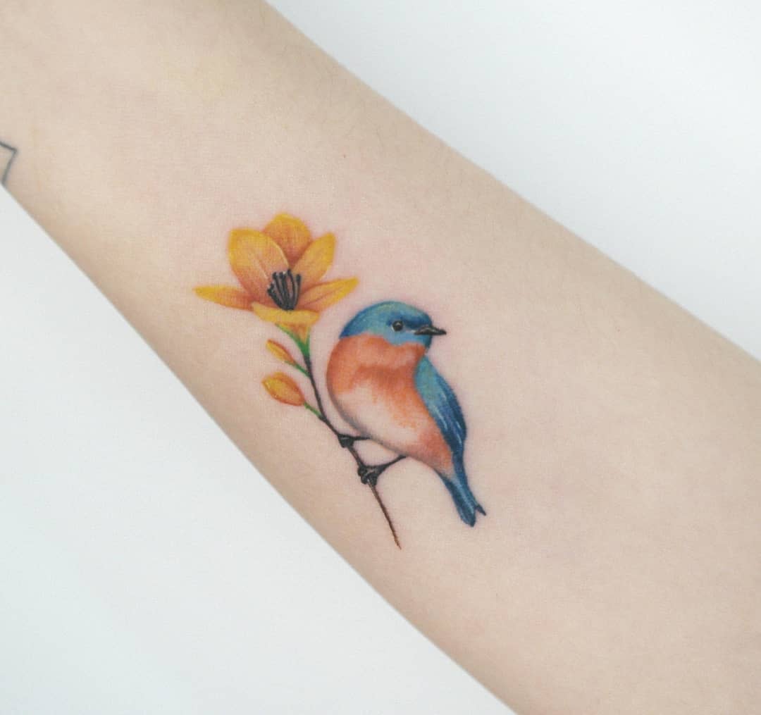 Realistic Bluebird Tattoo tattooer_nina