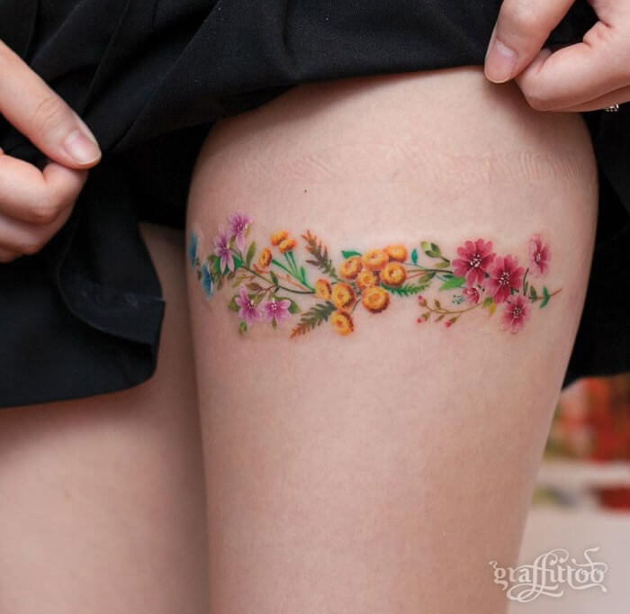25 Colorful Floral Tattoos That Are Anything But Boring - 157