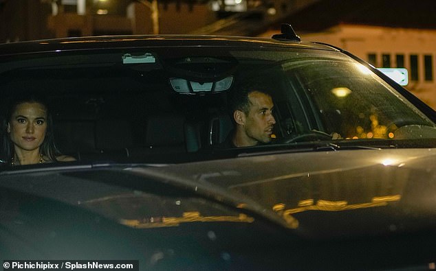 Inter Miami teammate Sergio Busquets pictured arriving for the meal with wife Elena