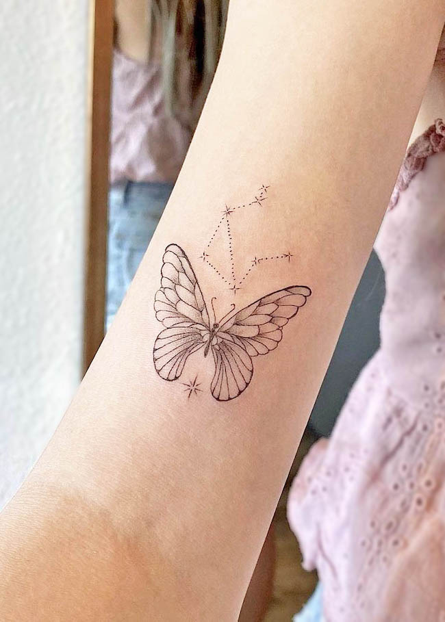 Butterfly and Libra constellation by @chey_inks