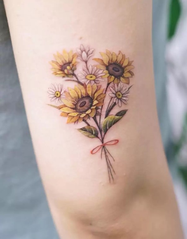 Daisies and Sunflower Tattoos