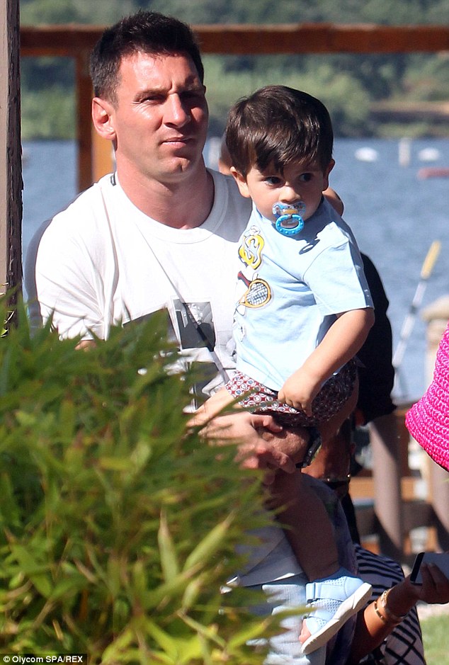 Special bond: Doting dad Lionel has described little Thiago as 'the most important thing'