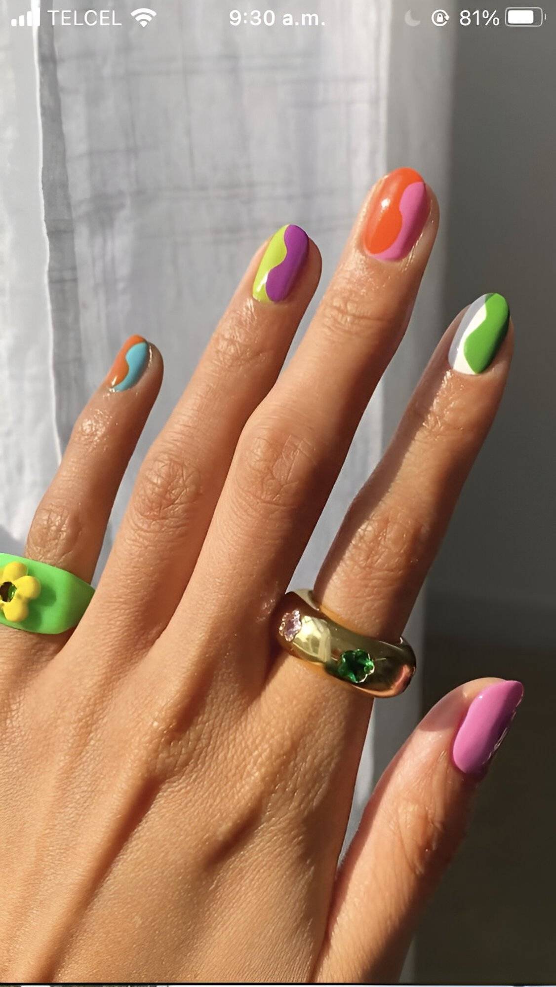Colorful Nails With Swirls