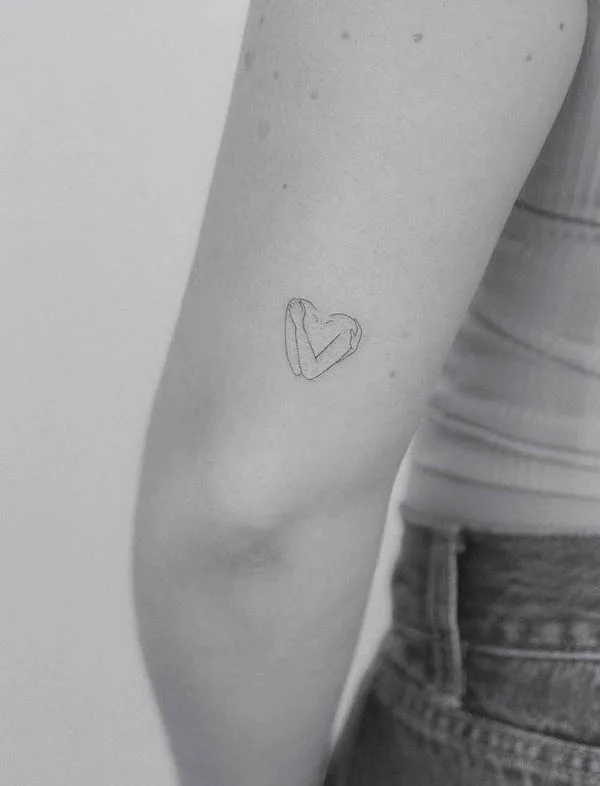 Small self love elbow tattoo by @m3.ink_