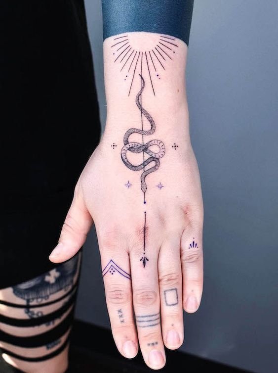 classy women's unique hand tattoos
