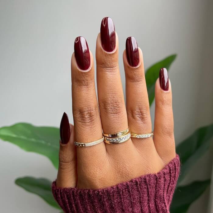 Coffin Burgundy Nails 