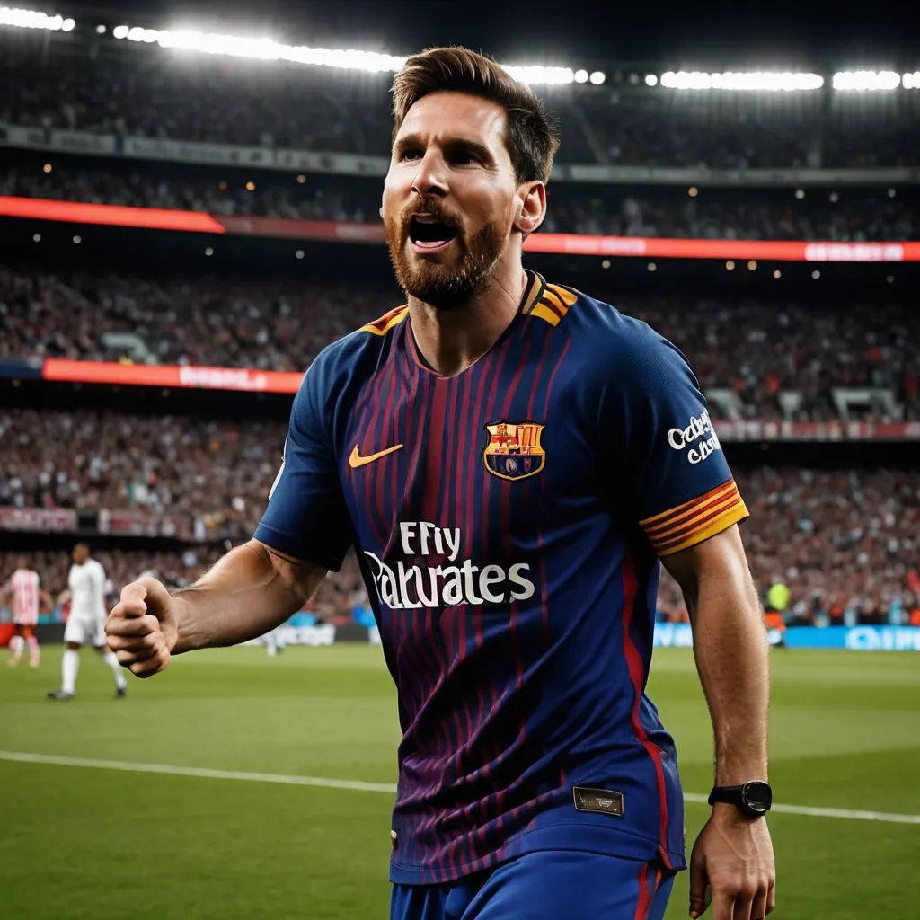 a man in a soccer uniform is running on a field with a crowd in the background and a stadium full of people, neoplasticism, a picture, Carles Delclaux Is, 4k uhd image