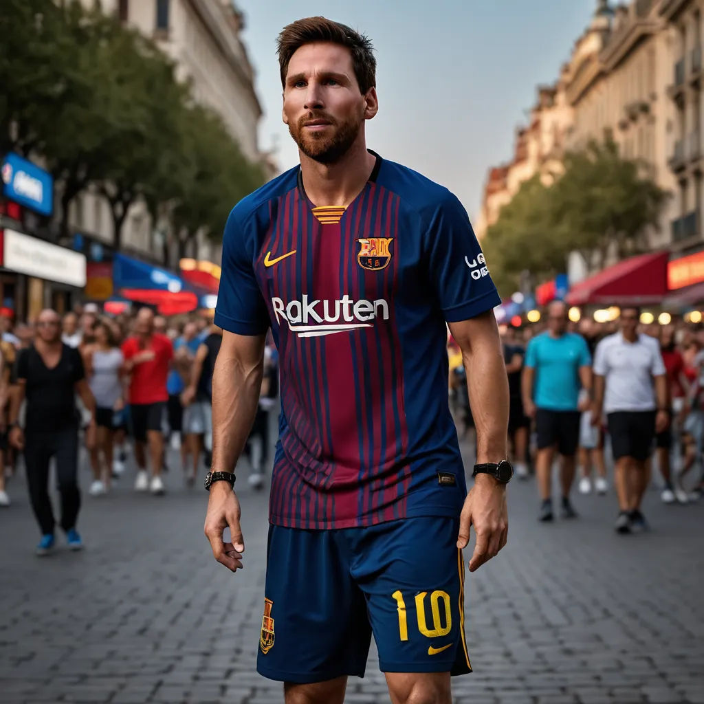 a man in a soccer uniform is walking down the street with a crowd of people behind him and a man with a beard, plasticien, a picture, Carles Delclaux Is, photo real