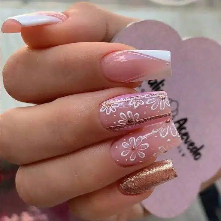 30 Elegant Flower Nail Designs Beautiful All Year Round - 219