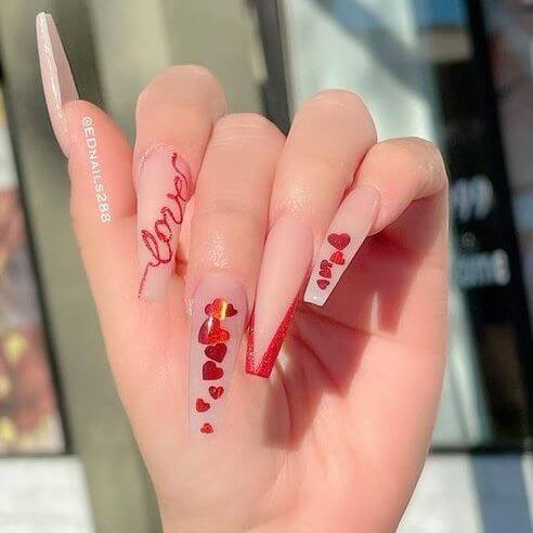 Find Out 20 Red Long Acrylic Nails That Will Complement Your Sassy Personality - 127