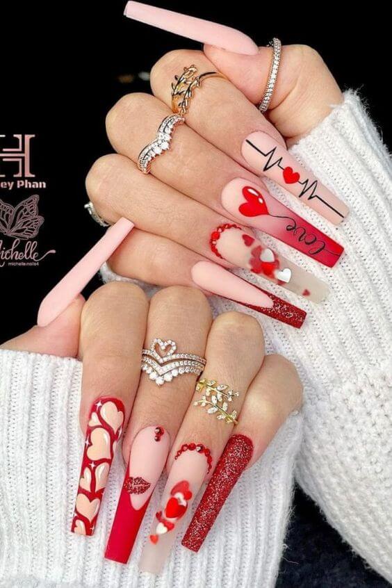 Find Out 20 Red Long Acrylic Nails That Will Complement Your Sassy Personality - 129