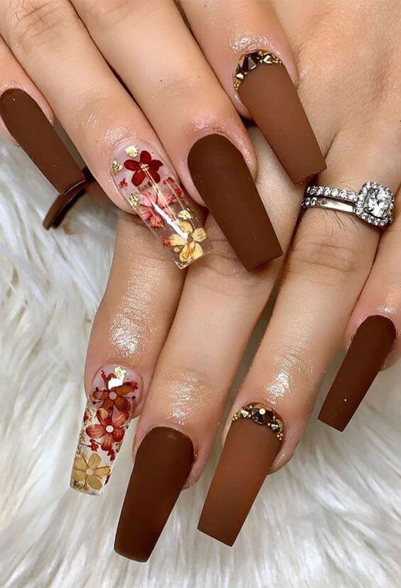 20 Easy Brown Coffin Nails For You To Rock This Year - 128