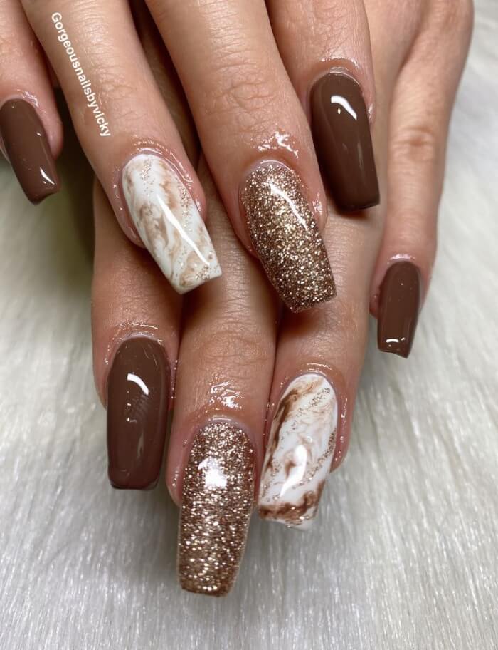 20 Easy Brown Coffin Nails For You To Rock This Year - 115