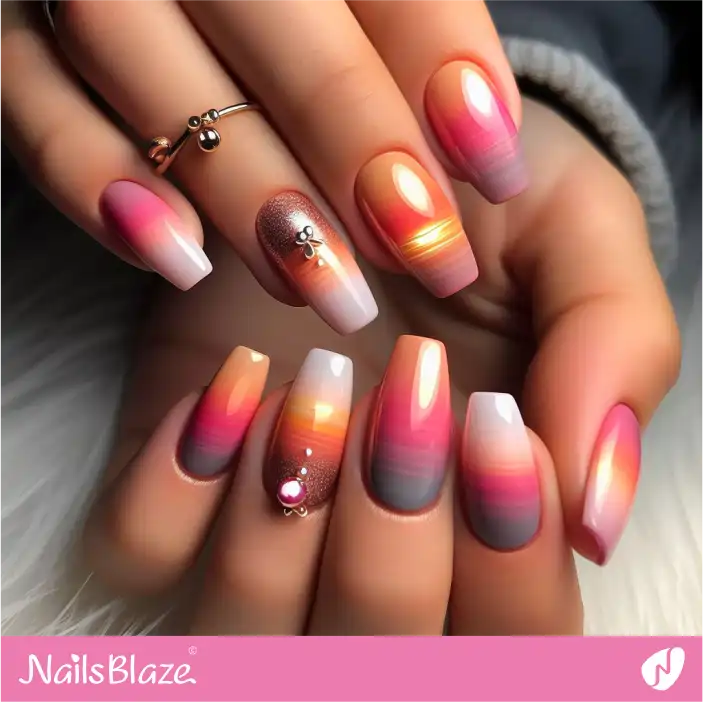 Twilight Sunset Minimal Nail Design| Tropical-NB-D-109