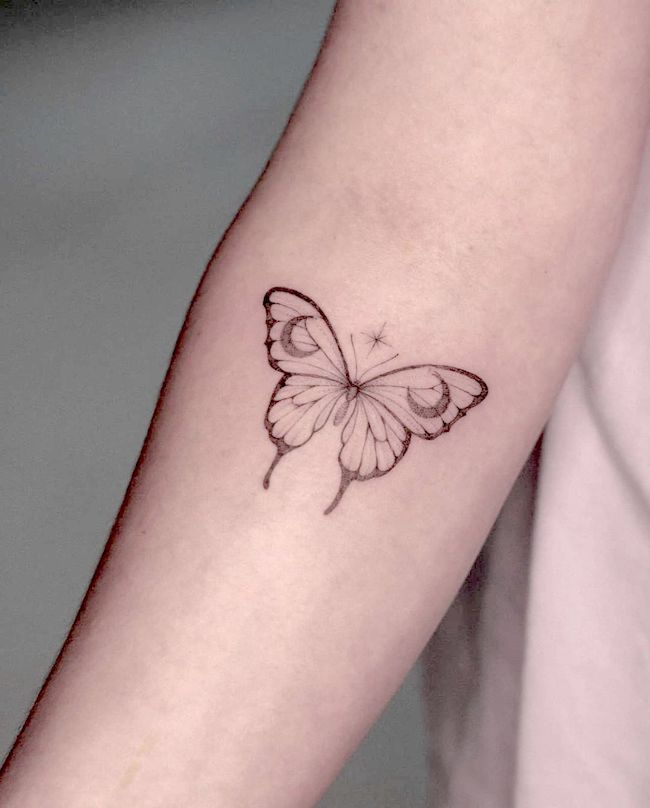 Lunar butterfly tattoo by @kryshink