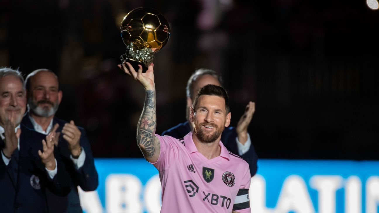 Lionel Messi's 8th Ballon d'Or trophy celebrated by Inter Miami in exhibition match - ESPN