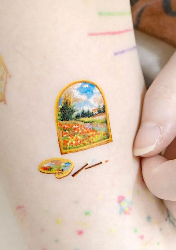 Poppy Field of Monet artistic tattoo by @ovenlee.tattoo