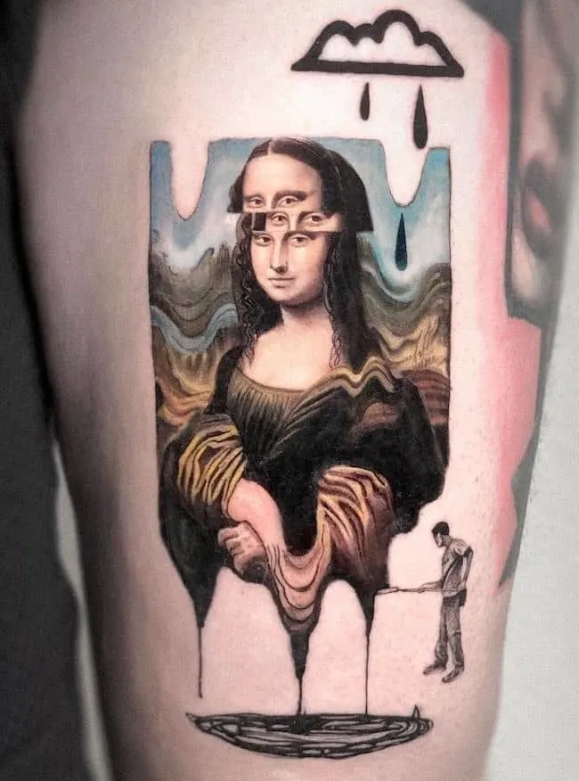 The melting Lisa art tattoo by @kozo_tattoo - Artistic tattoos for artists and art lovers