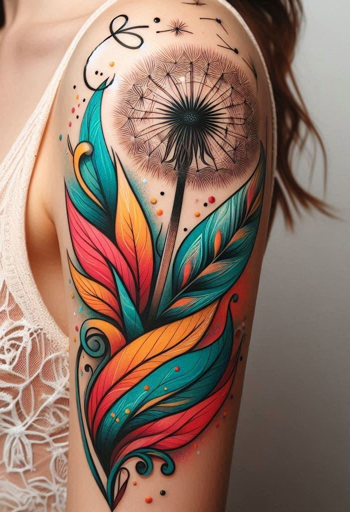 Elegance and eternity collide in this dandelion-infused infinity tattoo.