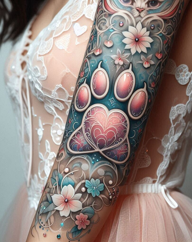 Show off your love for your furry companion with a tattoo that’s as loyal as they are. This paw print with a heart is for the eternal animal lover.