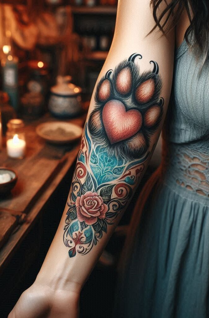 For those who find their peace in the pitter-patter of little paws, this heart and paw print tattoo is your forever plus one.