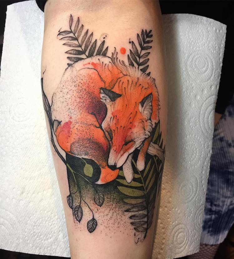 Colorful Tattoo Animal Tattoos Watercolor Tattoos Illustrative Tattoos Joanna Swirska