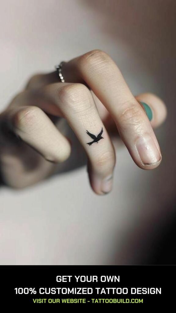 cute bird finger tattoo