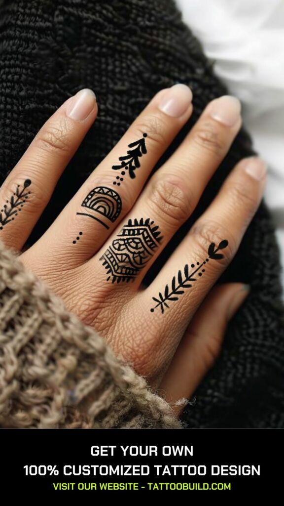 tribal pattern finger tattoo for women