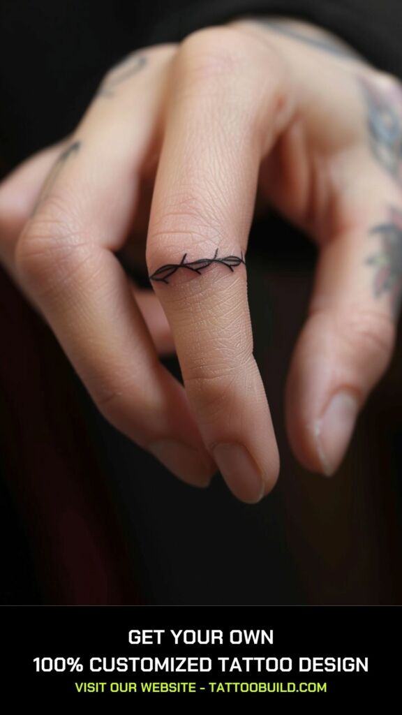 barbed wire finger tattoo