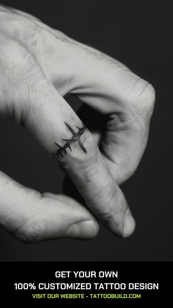 barbed wire finger tattoo design