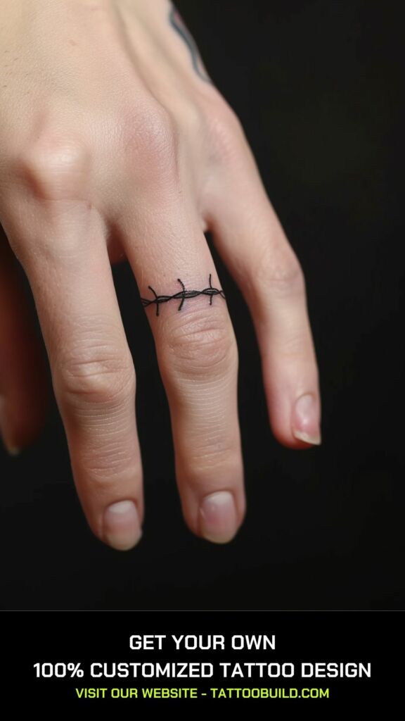 barbed wire finger tattoo design idea