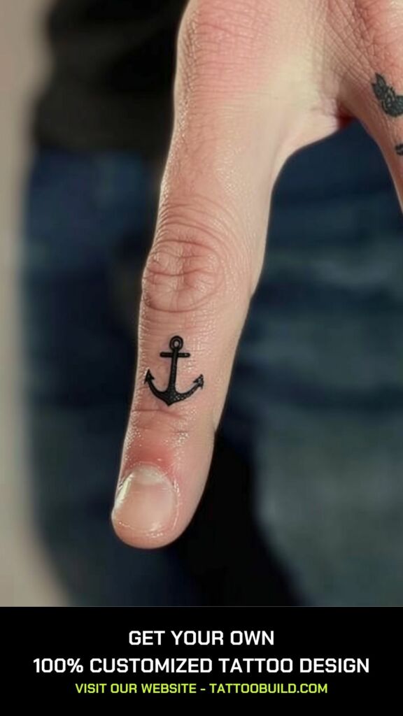 anchor finger tattoo for men