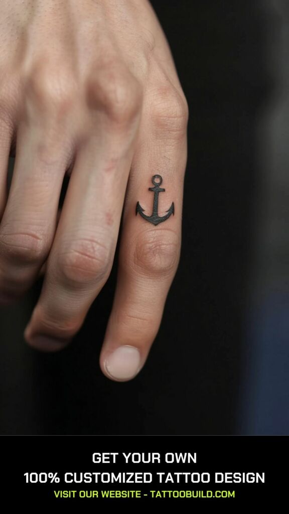 anchor finger tattoo for women