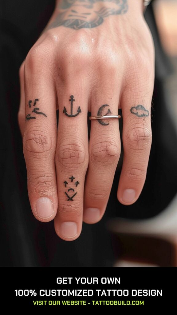 tiny symbols tattoo on the finger