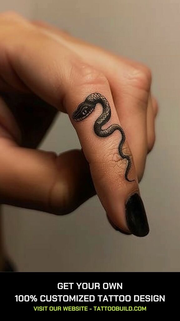 snake finger tattoo idea