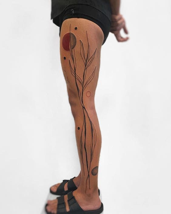 Abstract Woman Leg Tattoos 6