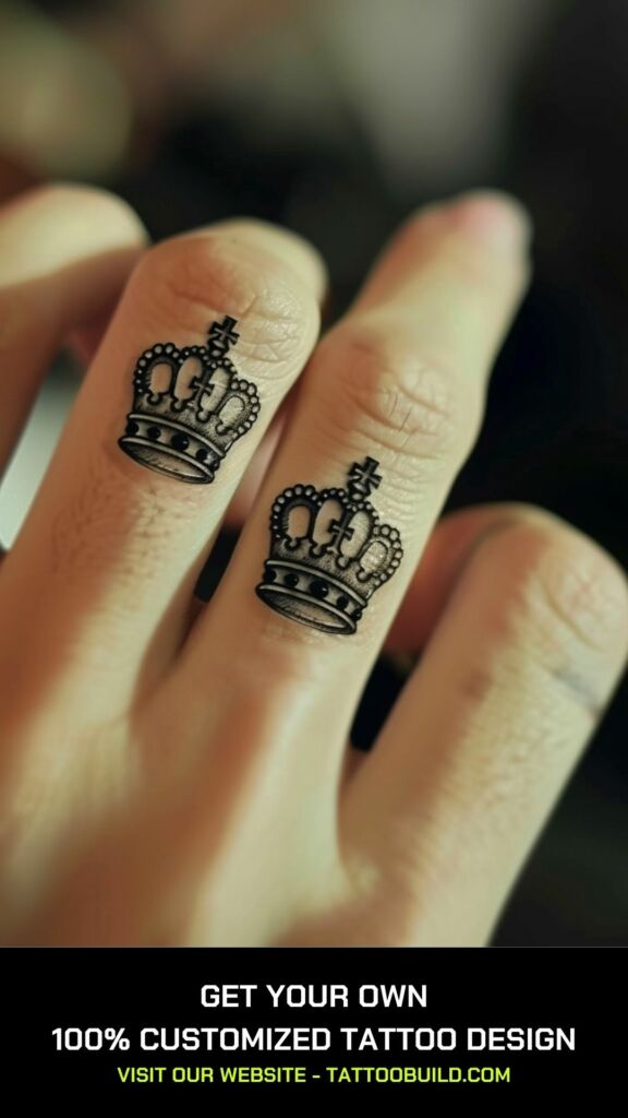 crown finger tattoo