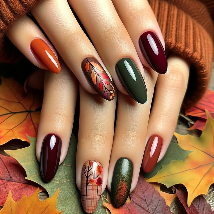 Shining Autumn Nails – Orange, Glitter, Gold, and Bronze Styles - CozyLifeJournal