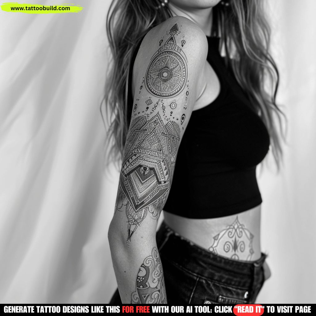 Polynesian sleeve tattoo for women