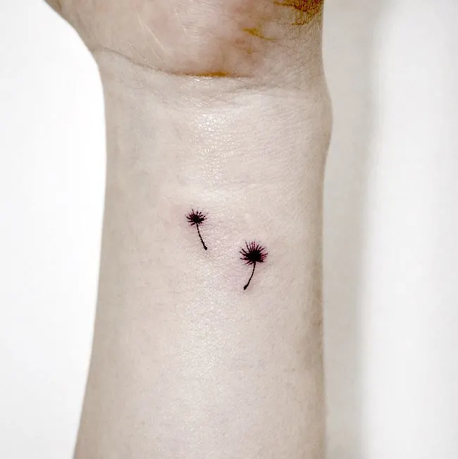 Let it go_ small dandelion tattoo by @mint_tattooist