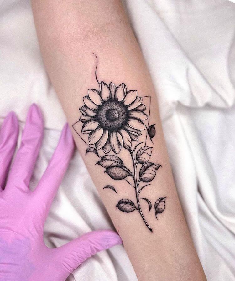 Black Sunflower Tattoo