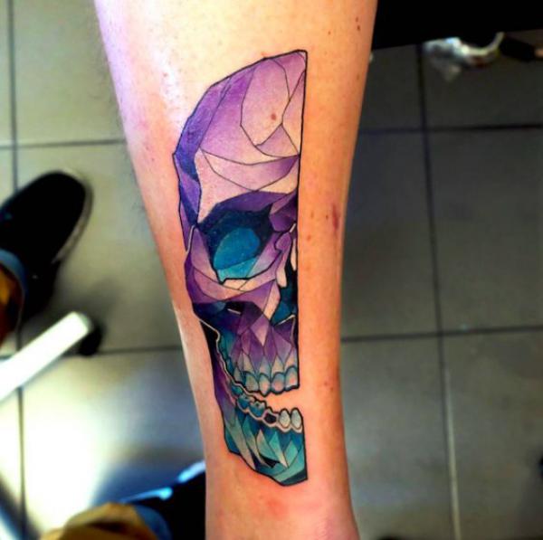 Half crystal skull tattoo