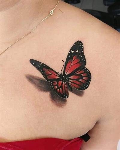 Red butterfly chest tattoo tattoo