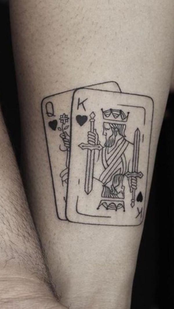 Spade King and queen playing cards tattoo