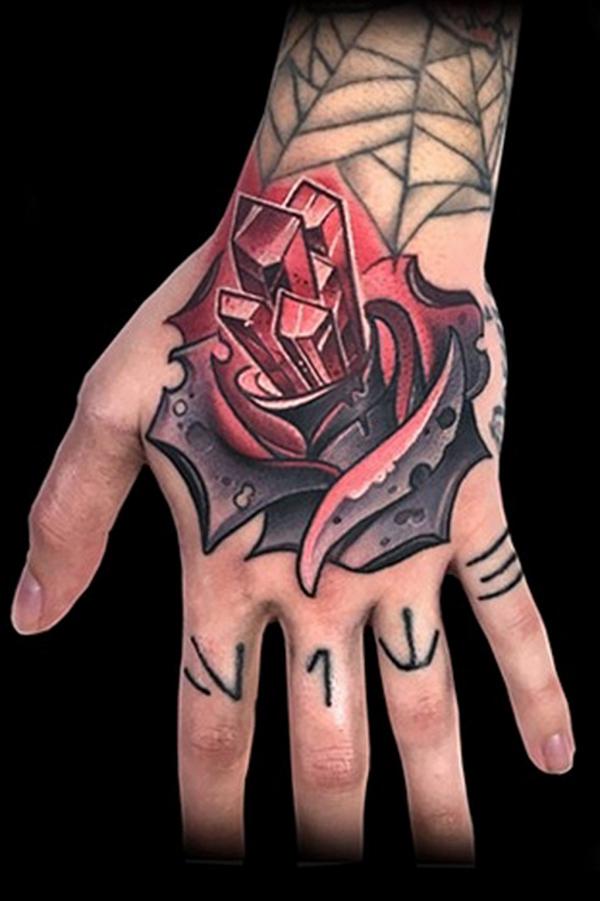 crystal rose tattoo hand