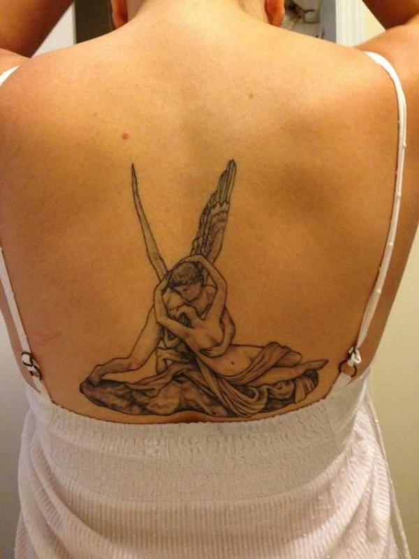 cupid and psyche back tattoo