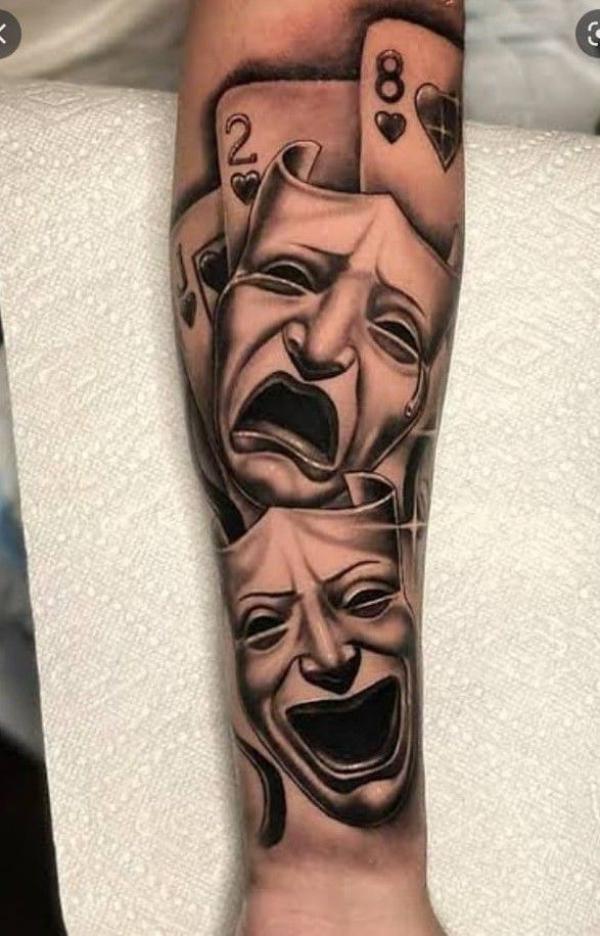 smile now cry later with playing cards tattoo