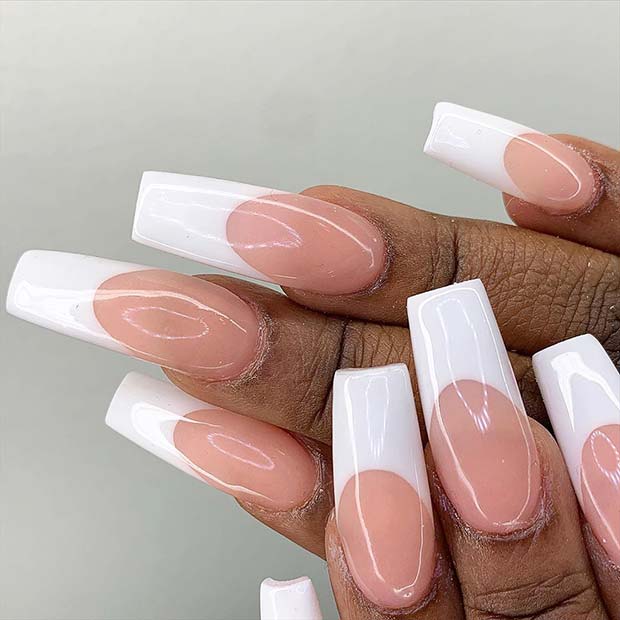 Bold White Tip Nail Design