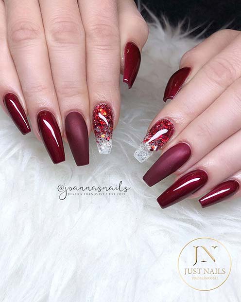 Dark Red Glitter Design