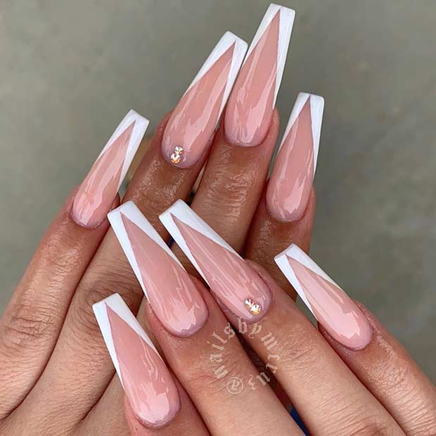 Elegant V Tip Coffin Nails